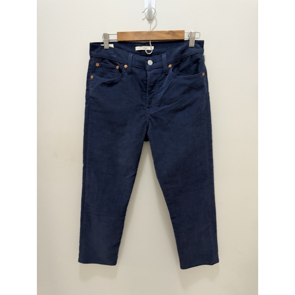 Levi's Wedge Straight Corduroy Pants Navy Blue Size 30 Mid Rise Button Fly Levis